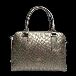 LEATHER HANDBAG - GOLD/SAND SATCHAL BAG WITH ADJUSTABLE AND DETACHABLE SHOULDER